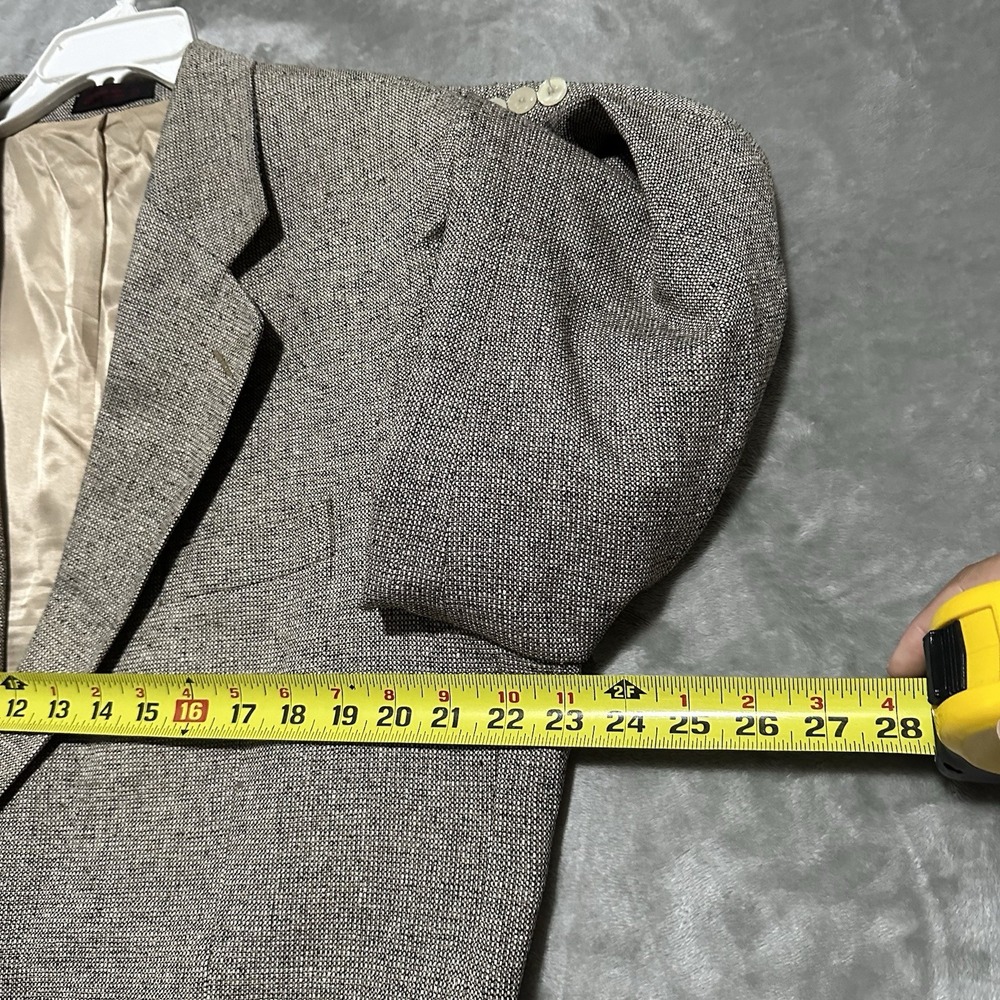 Vintage English Manor Tweed Blazer Jacket Mens 44R Beige Academia Preppy Career - Picture 9 of 11